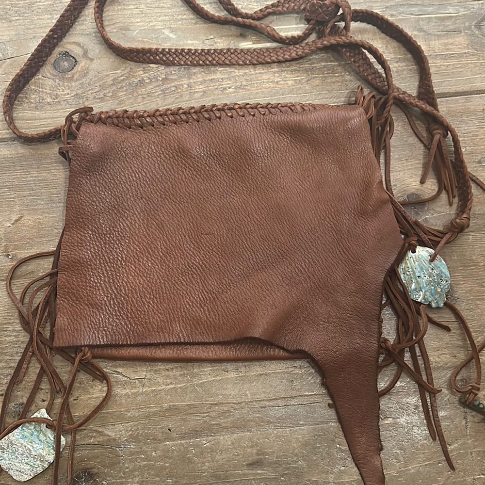 Shelly Litvak butter leather fold over crossbody shoulder bag adjustable RARE